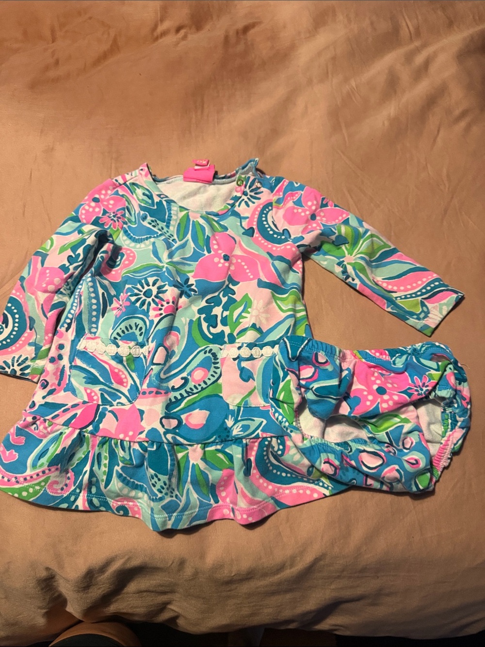 Lilly Pulitzer Pink, Blue & Green Floral Swim Dress Set